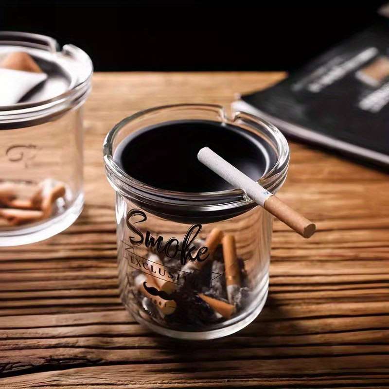 1pc Elegant Round Glass Ashtray with Sand Timer C Creative Anti-Fly Ash Design for Car Living Room