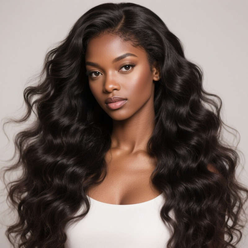 1Pc Black 71.12cm Fashion Design Wig