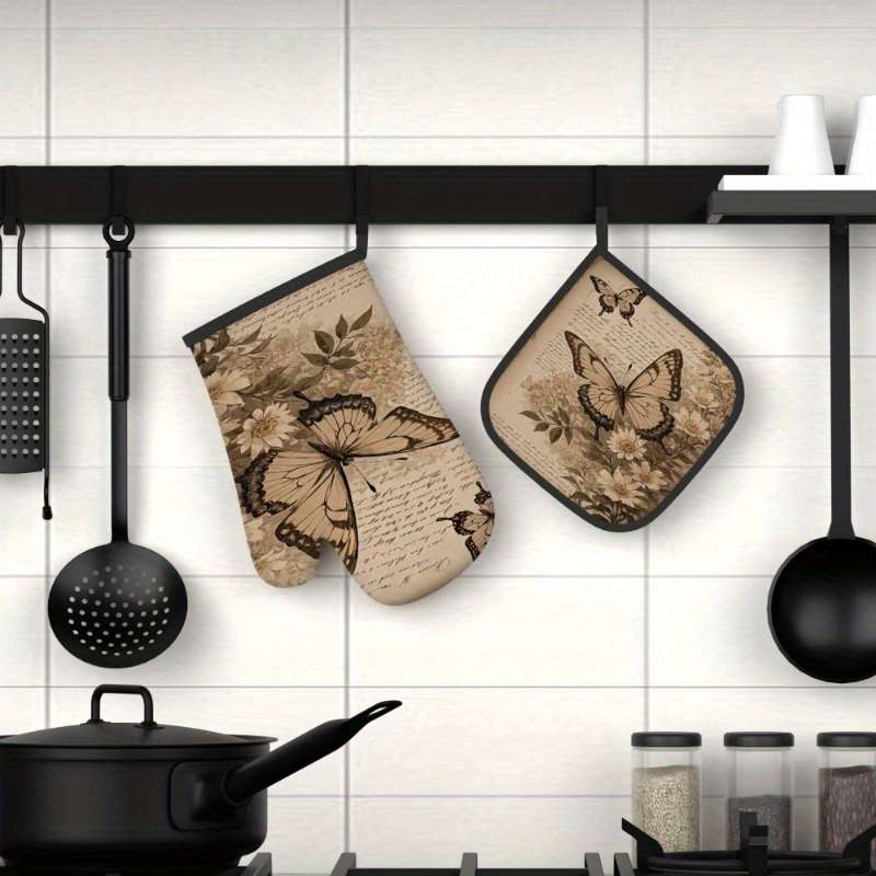 2pcs 26.92x17.02 cm Heat-Resistant Oven Mitts And Potholders