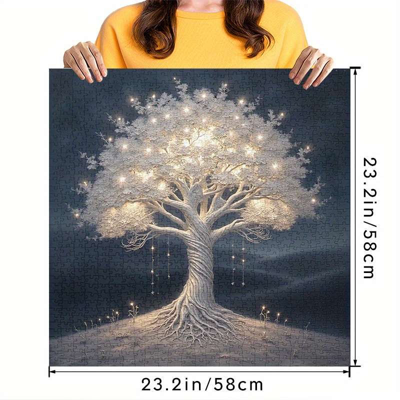 1000pcs White Tree of Life Paper Puzzle Large Waterproof Scratch-Resistant Jigsa
