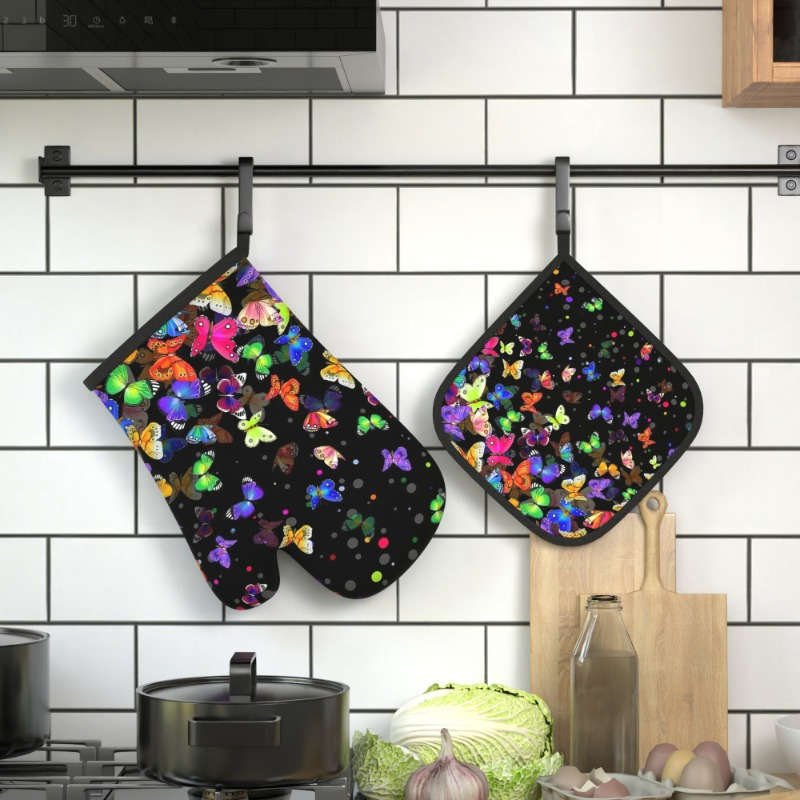 2pcs 26.92x17.02 cm Heat Resistant Oven Mitts And Potholders