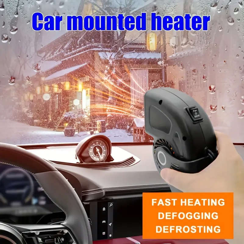 1pc 150W Portable Electric Car Heater 12V Plug-in Fan with Defogger Defroster Demister Color sent ra