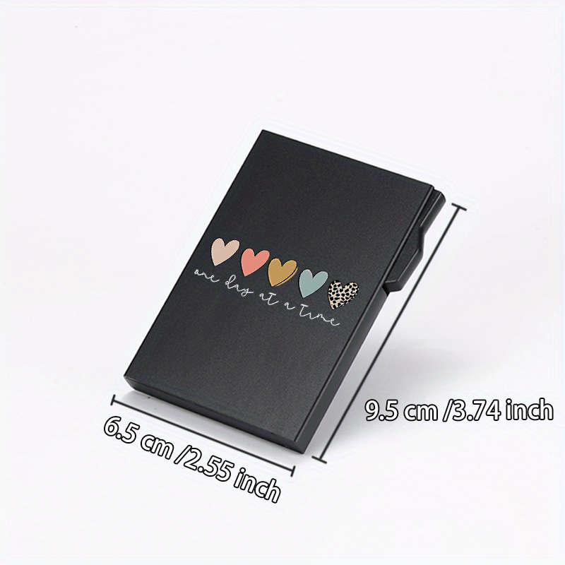 1pc Love Series Side Push Pop-Up Wallet C Minimalist Metal RFID Blocking Card Holder with Heart Gra