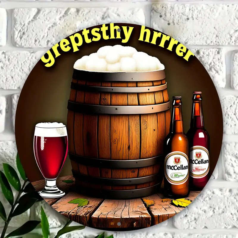 A Round Beer Decorative Sign