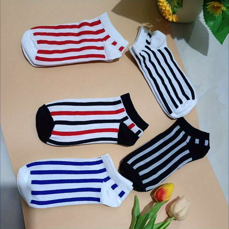 5 Pairs Of Mixed Colors One Size High Elastic Socks