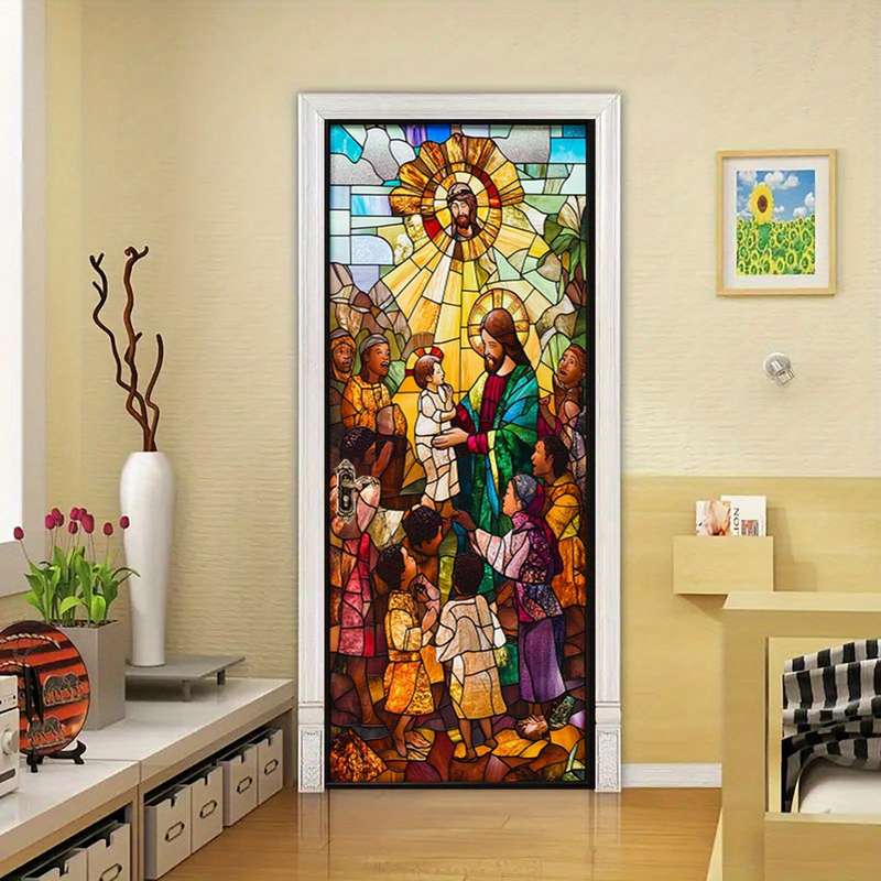 1pc 95.0x209.8cm Jesus Christian Themed Stickers