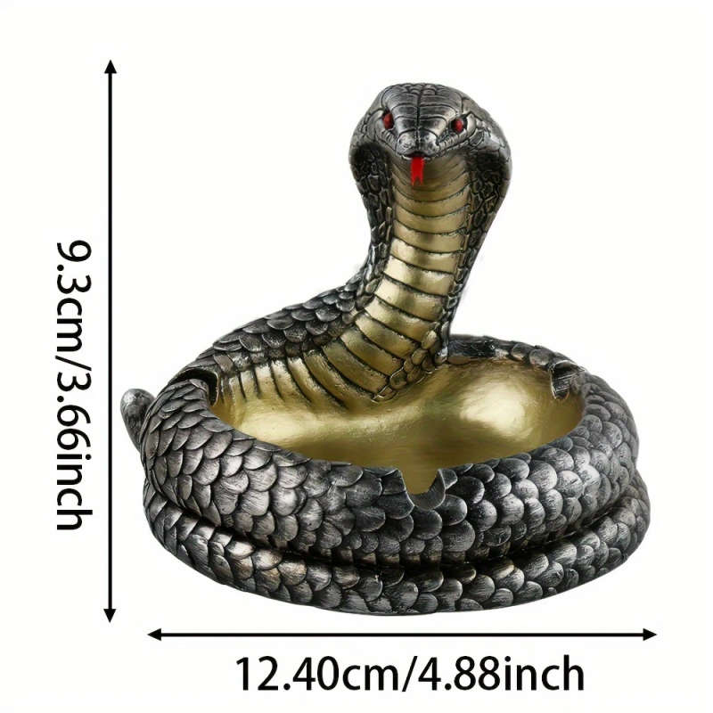 1pc Classic Resin Cobra Ashtray with Decorative Eye Design Unique Irregular Shape Golden Interior Ho