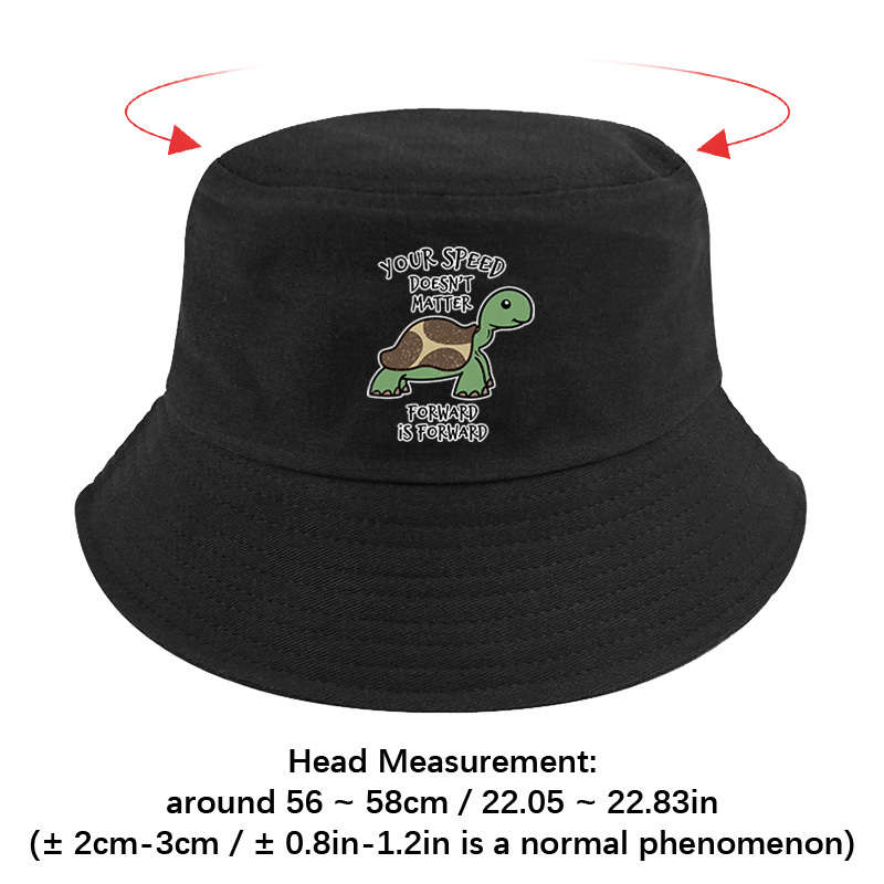 1pc YFM Turtle Print Bucket Hat Lightweight Polyester Fisherman Cap with Toggle Closure Machi