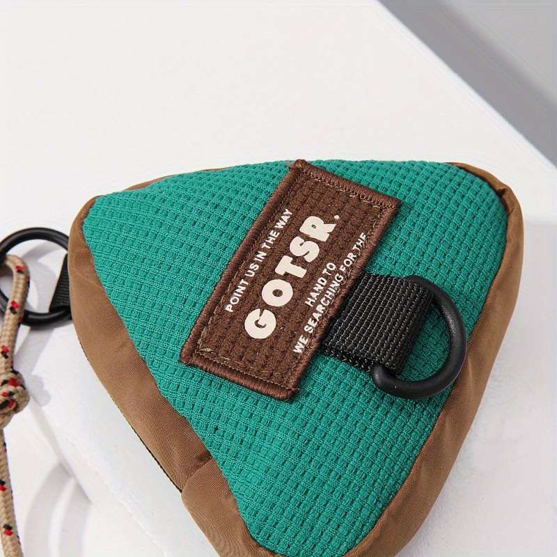 1pc Triangle Keychain Coin Purse Hanging Neck Casual Sling Bag Trendy Storage Pouch Creative Gift