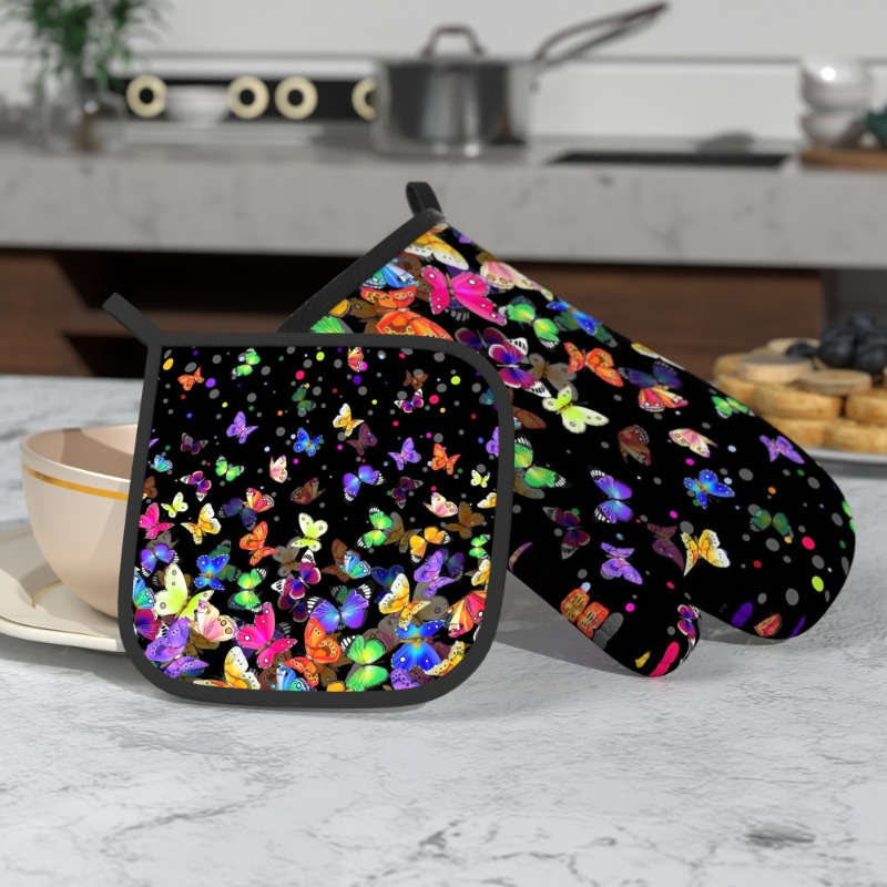 2pcs 26.92x17.02 cm Heat Resistant Oven Mitts And Potholders