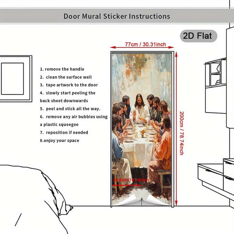 1pc 30.3x78.7 inches   77x200 cm   Jesus Christian Themed Stickers