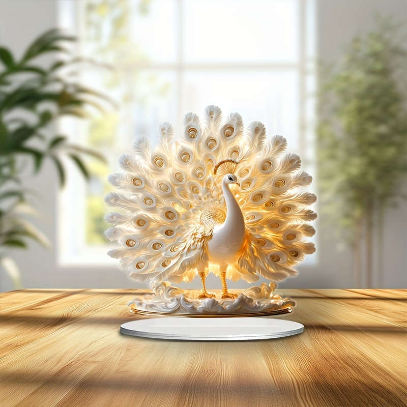 1pc 2D Flat   Elegant White Parrot Acrylic Decor with Bohemian Style Base Ideal for Home Off