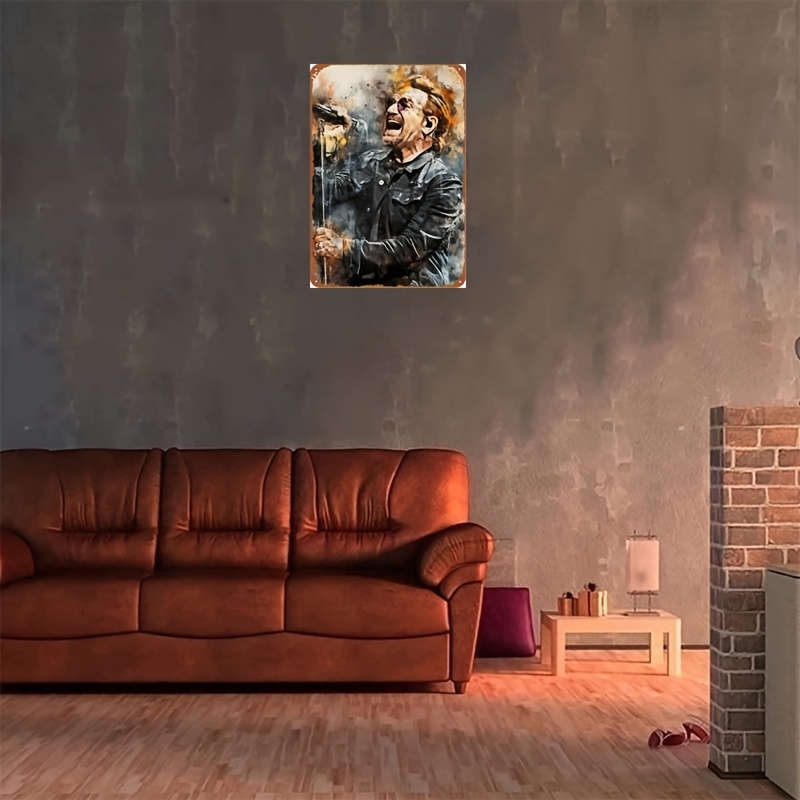1pc U2 Bono Rock Band Singer Metal Poster 30.48x20.32cm Retro Art Wall Decor Iron Craft 2D Plan
