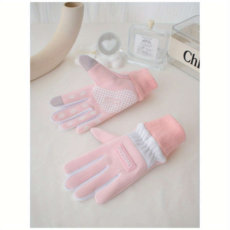 1 Pair Gray Recommended For Ages 7 To 15 Years Old Warm Gloves