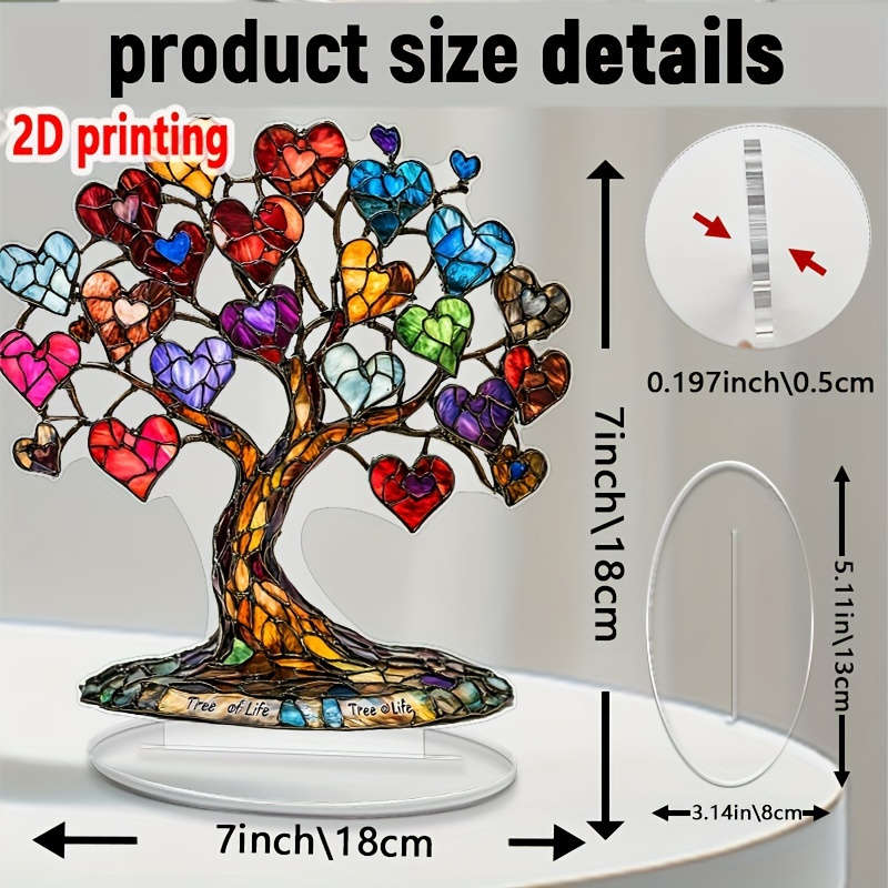 1pc 2D Flat  Acrylic Tree of Life Heart Fruit Desk Decor Vibrant  Plastic Bohemian Style Perfe