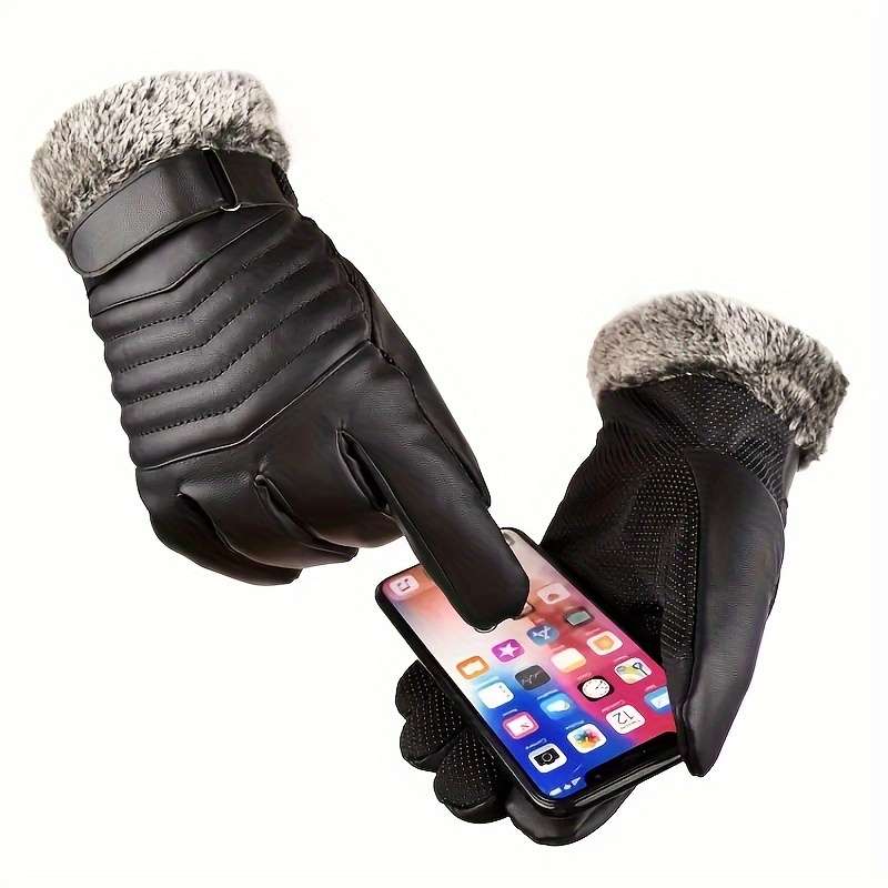 1 Pair Black Warm Gloves