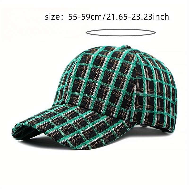 1pc Plaid Baseball Cap for Women Outdoor Sun Protection Hard Top Casual for Men.
