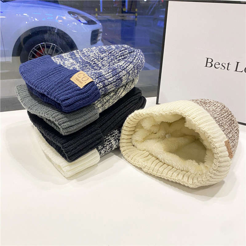 1pc Winter Warmth Plus Velvet Beanie Hat for Men Thickened Ear Protection Knit Cap 100% Polye