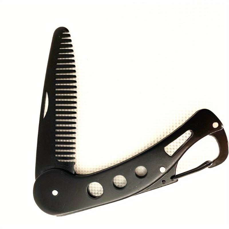 1pc Stainless Steel Folding Beard Comb and Knife Set Durable Pocket-Sized Men'S Groomi