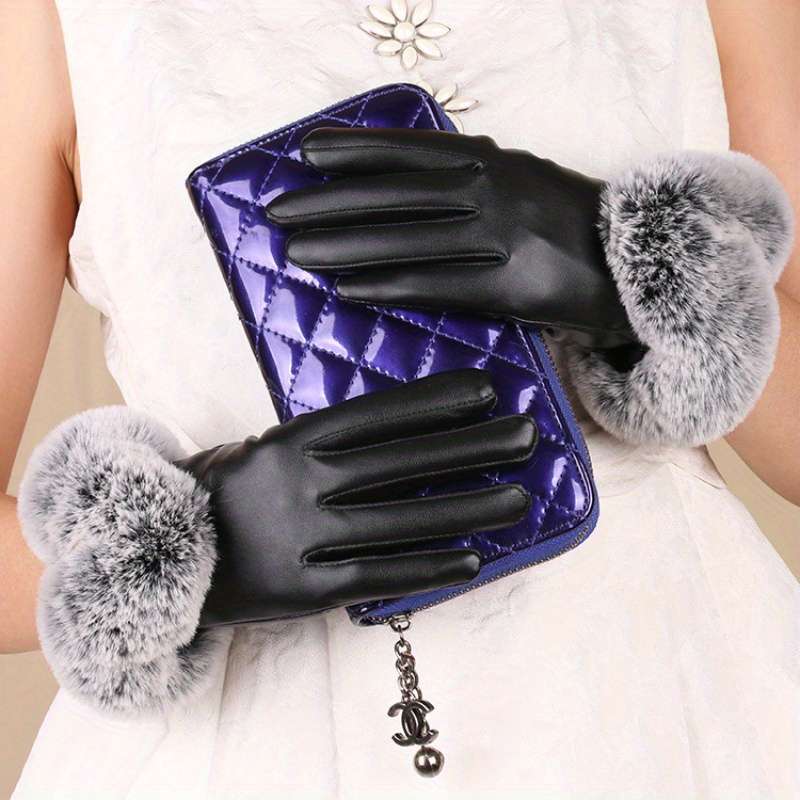 1 Pair Black One Size Warm Gloves