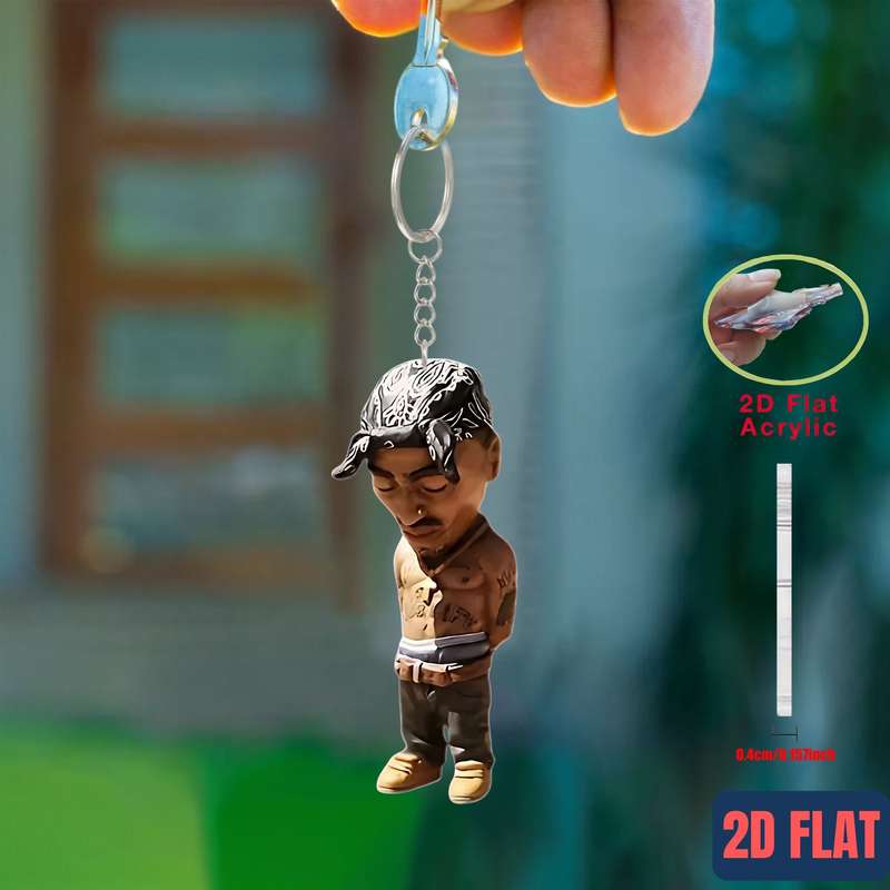 1pc 2D Flat   6pcs Rapper Acrylic Keychain Suitable for Backpack And Car Key Decorat