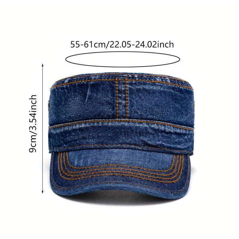 1pc Men'S and Women'S Stylish Denim Baseball Cap with Adjustable Snap Closure Cotton Blend Sun P