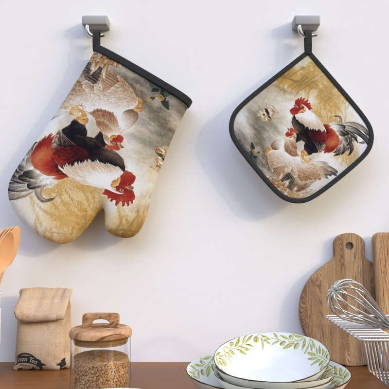 2pcs 26.92x17.02 cm Heat Resistant Oven Mitts And Potholders
