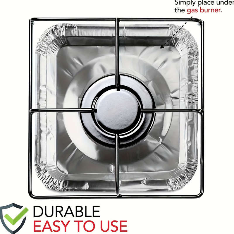 50pcs Disposable Aluminum Stove Burner Covers 8.5" Square Heat-Resistant Thick Kitchen Cook