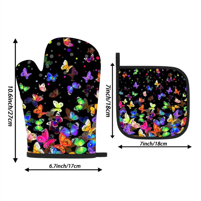2pcs 26.92x17.02 cm Heat Resistant Oven Mitts And Potholders