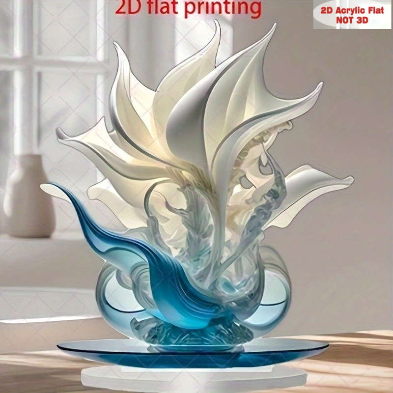 1pc 2D Flat  Elegant Bohemian Acrylic Lily Vase  Print Vibrant Floral Design Desktop Deco