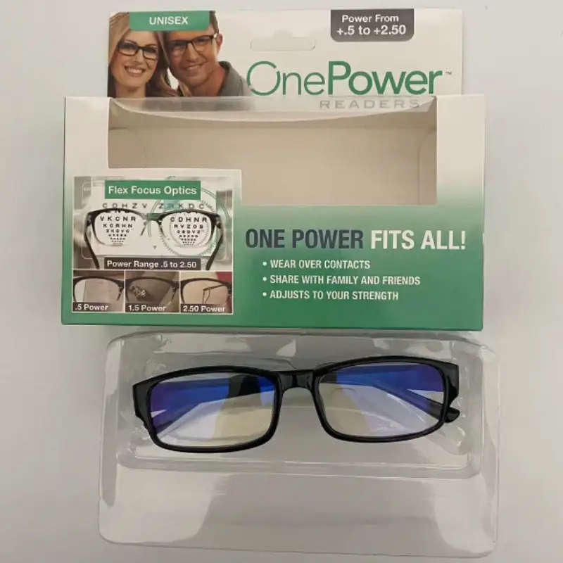 One Power Adjustable Multifocal Reading Glasses - Focus Auto-Adjusting Optic Readers Ranges From 0.5