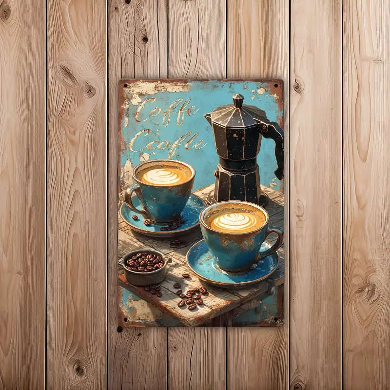 1pc Vintage Coffee Metal Sign 19.81x29.97cm Rustic Aluminum Wall Art Antique Effect Decor for Home K