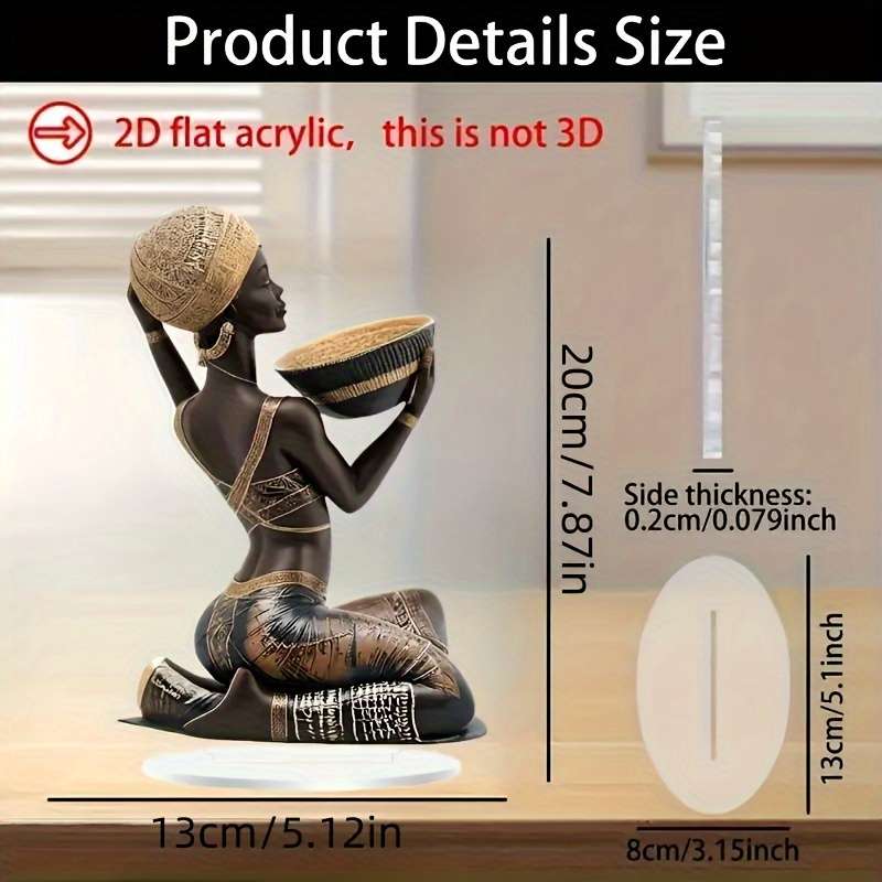 1pc 2D Flat  Elegant Bohemian  Acrylic Tabletop Decor Vintage Style Desktop Ornament with Intri