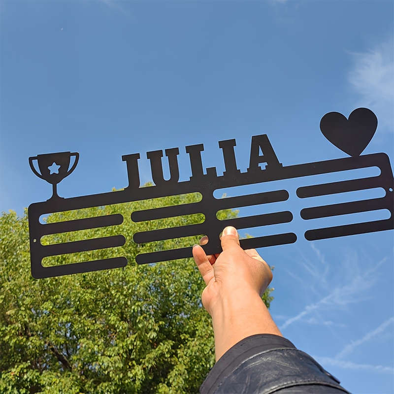1pc Size M Customizable Metal Winner Medal Holder Wall Hanging Decor Sports Theme Transverse