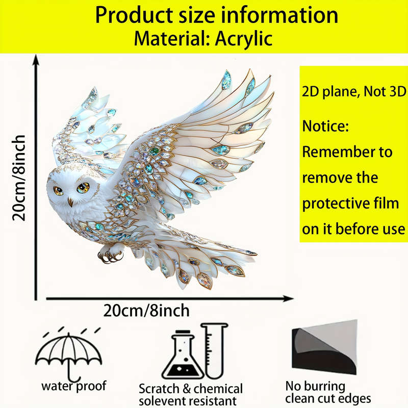 1pc 2D Flat  Acrylic Eagle Window Hanging Animal Theme Sun Catcher Waterproof and Scratch-Resista