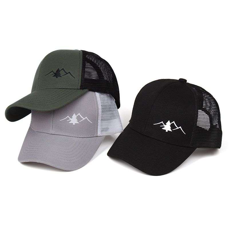 1pc Trendy Embroidered Trucker Hat Breathable Mesh Baseball Cap for Outdoor Skateboarding Busin