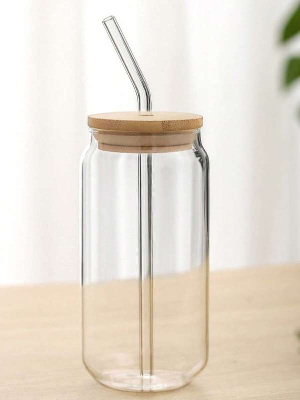 Drinking Glass with Straw 600ml