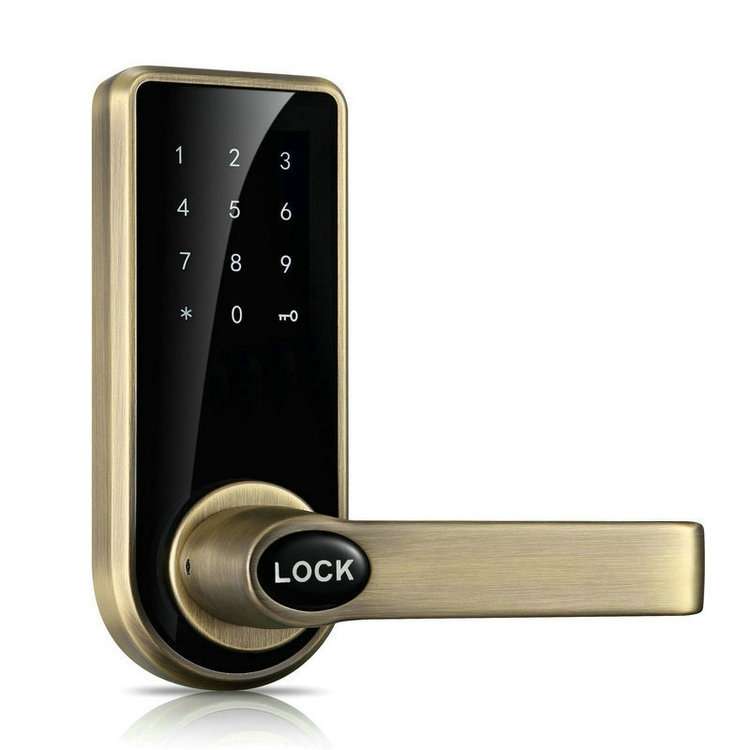 Password + Key + Sensor Card Zinc Alloy Red Bronze Electronic Door Lock Touch Screen Electronic Code