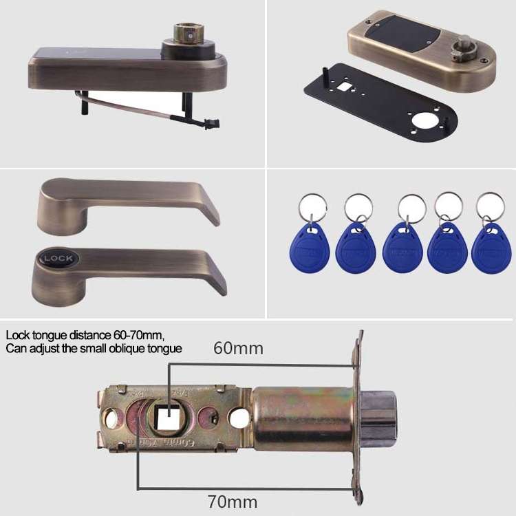 Password + Key + Sensor Card Zinc Alloy Red Bronze Electronic Door Lock Touch Screen Electronic Code