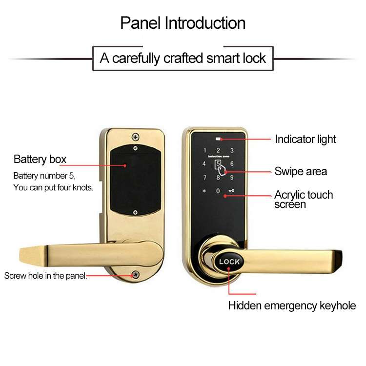 Password + Key + Sensor Card Zinc Alloy Red Bronze Electronic Door Lock Touch Screen Electronic Code