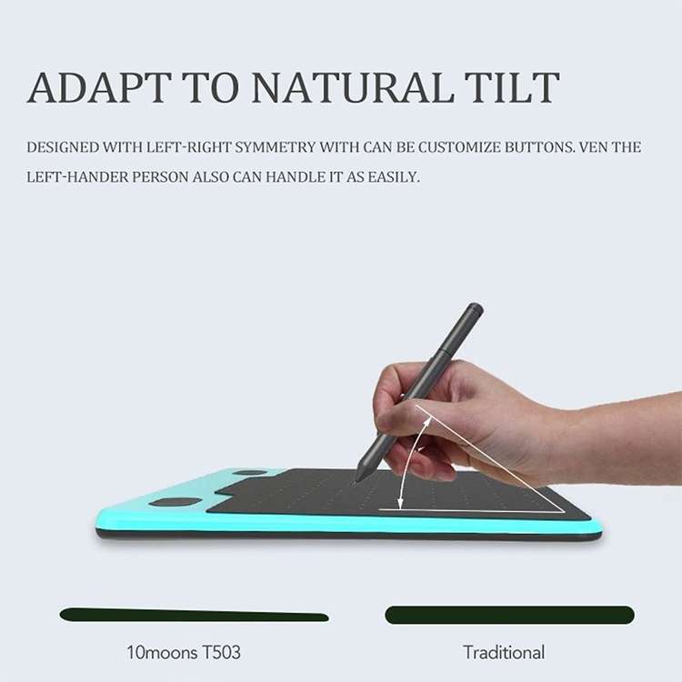 10Moons T503 Drawing Tablet Can Be Connected to mobile Phone Tablet with 8192 Passive Pen(White)