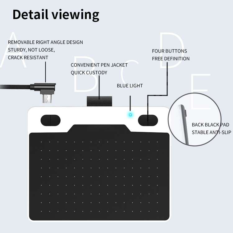 10Moons T503 Drawing Tablet Can Be Connected to mobile Phone Tablet with 8192 Passive Pen(White)