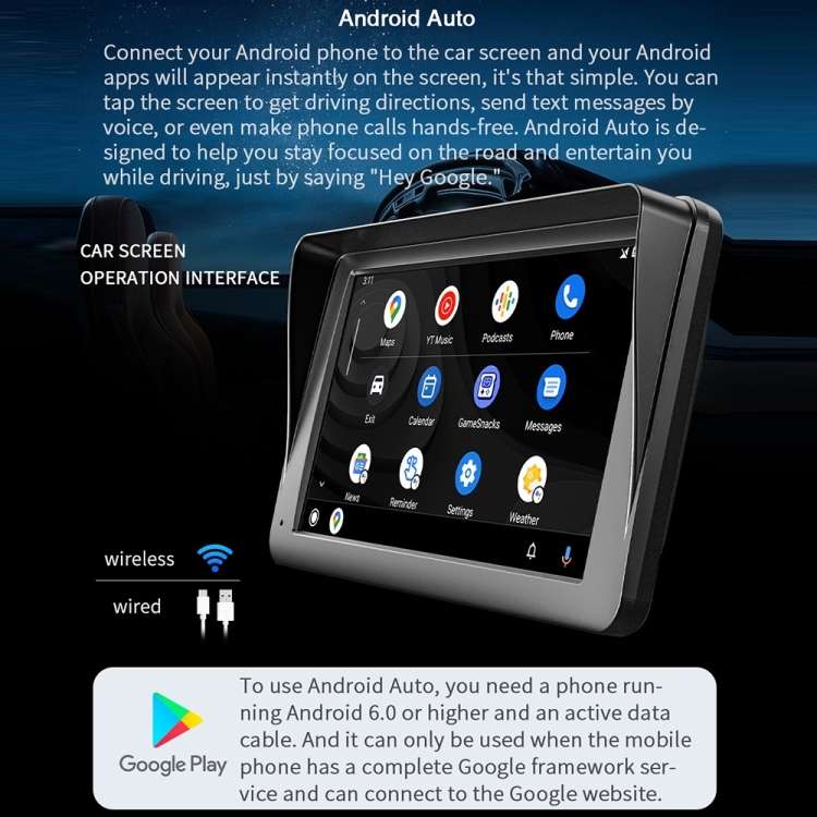 B5300 7 inch Wireless CarPlay Car Bluetooth MP5 Player, Support Mobile Phone Interconnection with Re