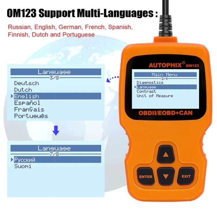 AUTOPHIX OM123 Car Portable OBD2 Scanner Car Diagnostic Tool OBD 2 Automotive Scanner EOBD Code Read