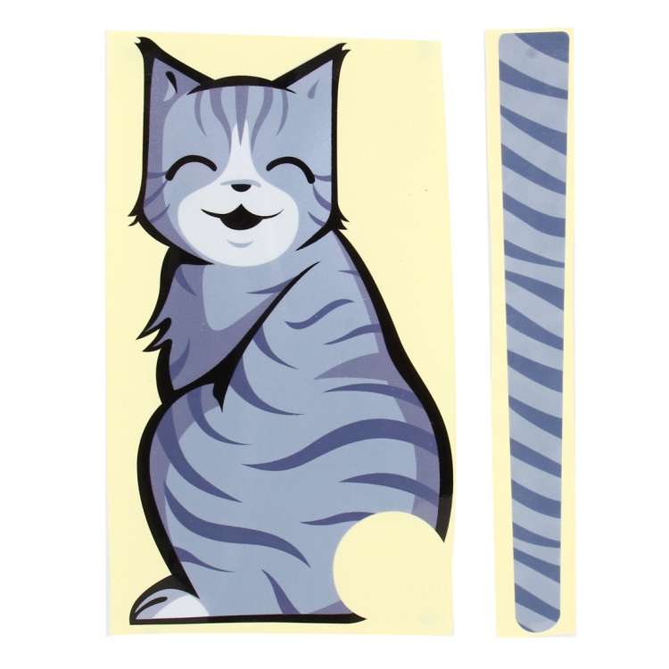 Vehicle Car Rear Windshield Window Wiper Reflective Self-Adhesive Smiling Cat Moving Tail Vinyl Deca