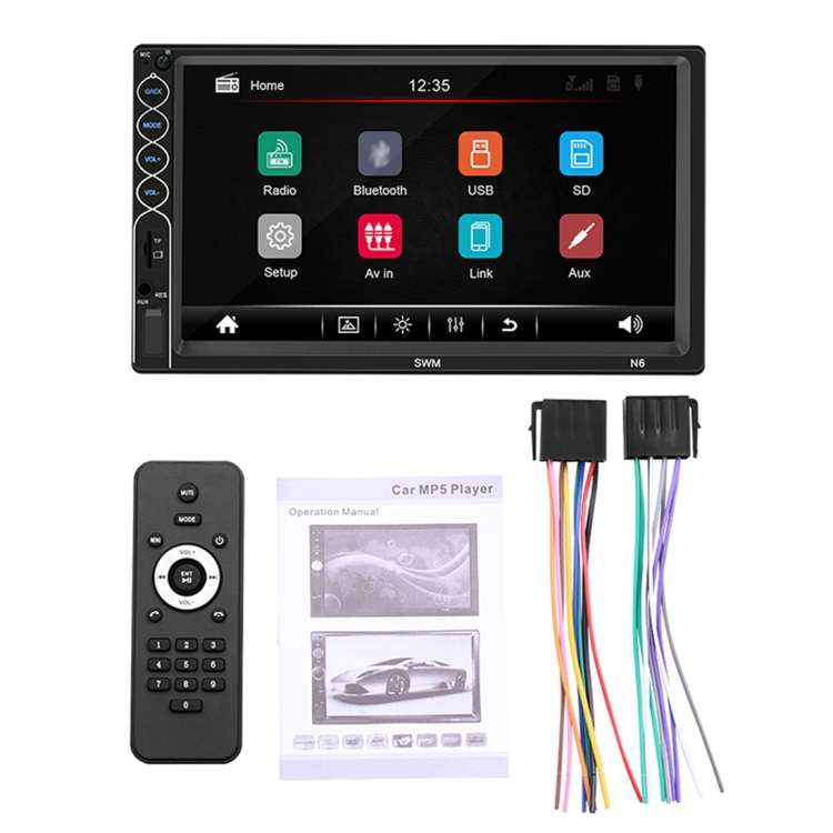 N6 7 inch Double DIN HD Universal Car Radio Receiver MP5 Player, Support FM & Bluetooth & Phone Link