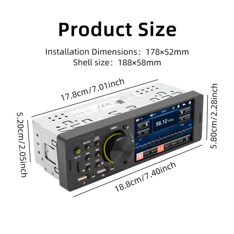 SWM-7805C 4.1 inch Touch Screen Universal Car Radio Receiver MP5 Player, Support FM & Bluetooth & T