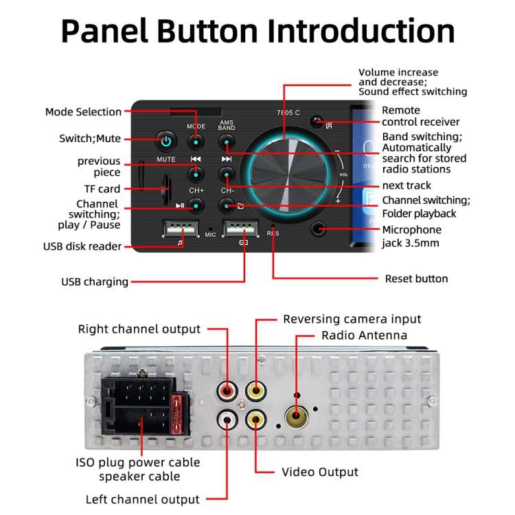 SWM-7805C 4.1 inch Touch Screen Universal Car Radio Receiver MP5 Player, Support FM & Bluetooth & T