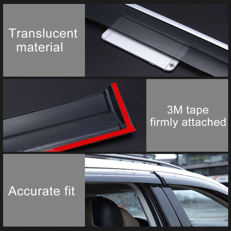 4 PCS Window Sunny Rain Visors Awnings Sunny Rain Guard for Toyota Vios 2014-2018 Version