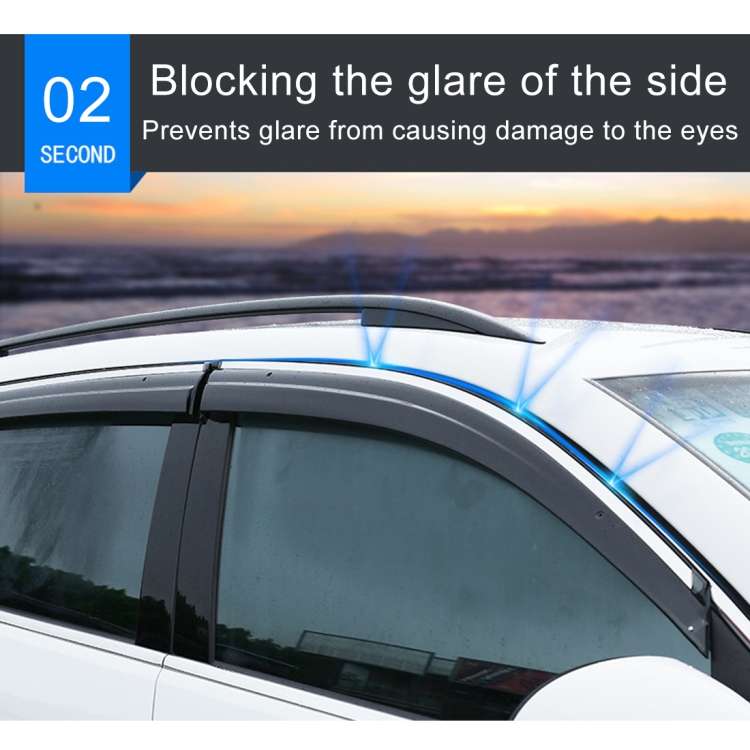 4 PCS Window Sunny Rain Visors Awnings Sunny Rain Guard for Toyota Vios 2014-2018 Version